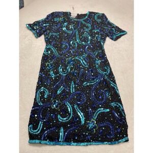 Silk Sequin Beaded Dress Stenay Formal Large Cocktail Party